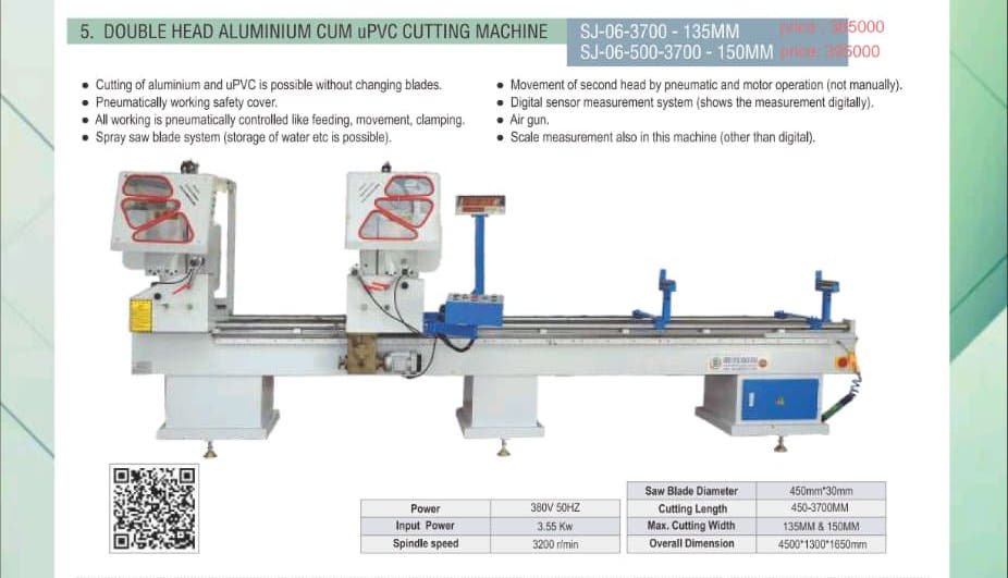 Double Head Aluminium Cum uPVC Cutting Machine SJ-06-3700
