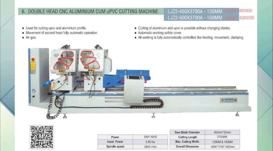 Double Head CNC Aluminium Cum uPVC Cutting Machine LJZ2-450X3700A