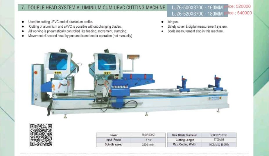 Double Head System Aluminium Cum UPVC Cutting Machine LJZ6-500X3700