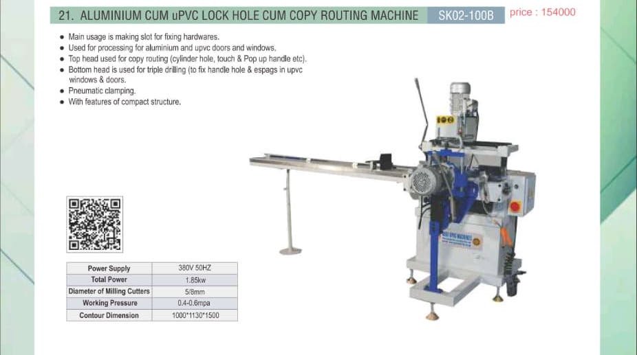 Aluminium Cum uPVC Lock Hole Cum Copy Routing Machine SK02-100B